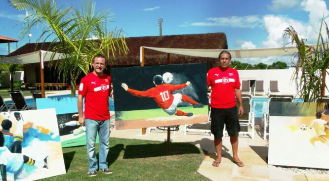 Artista Plástico entrega telas que irão decorar as acomodações da Seleção Suíça